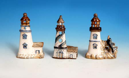 LHT1952 Porcelain Lighthouse Tealight Holder 3 asst